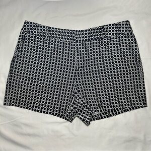 Jones New York JNY Womens Black‎ White Geometric Link Print Shorts Size 12